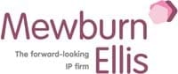 Logo of Mewburn Ellis, a law firm specializing in intellectual property, with the firm’s name displayed alongside a distinctive pink geometric shape.