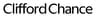 Clifford Chance law firm logo displaying the firm’s name in clean black lettering