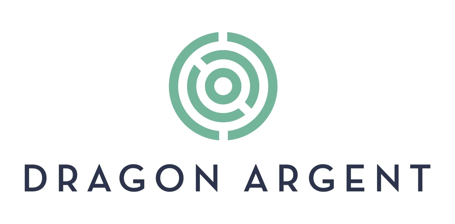 The image shows the logo of Dragon Argent, a law firm. The logo features a unique circular design with abstract elements, symbolizing the firm’s innovative and strategic approach to providing legal services.