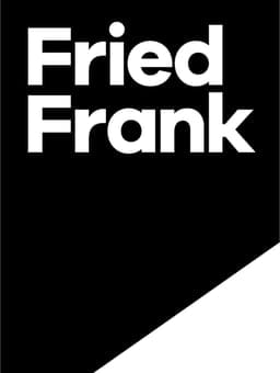 The image displays the logo of Fried Frank, a law firm. The logo features the firm's name in bold, modern typography, with a distinctive black square design, symbolizing strength and professionalism in the legal industry.