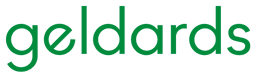 The image shows the logo of Geldards, a law firm. The logo features the firm's name in a simple, modern font with a green color, symbolizing professionalism, growth, and a commitment to providing quality legal services.