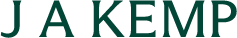 The image displays the logo of J A Kemp, a law firm. The logo features the firm's name "J A KEMP" in elegant, professional typography, reflecting its focus on intellectual property law and expert legal services.
