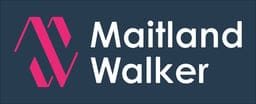 The image features the logo of Maitland Walker, a professional entity. The logo prominently displays the name "Maitland Walker," accompanied by a unique design element using contrasting colors, likely symbolizing a combination of expertise and modernity in the legal field.