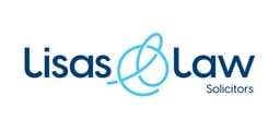 Lisa's Law Solicitors logo featuring the firm name in blue text with a stylized, abstract circular design above it