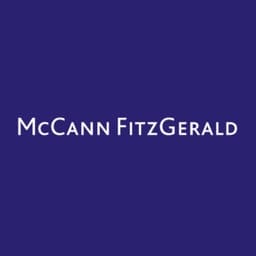 The image displays the logo for **McCann FitzGerald**, a prominent law firm. The design is sleek and professional, in line with the firm's established and reputable presence in the legal world.