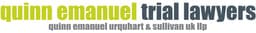 Quinn Emanuel Urquhart & Sullivan, LLP logo with the words ‘quinn emanuel’ in bright green lowercase letters and ‘trial lawyers’ in dark grey lowercase letters, with the full firm name in smaller text below