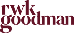 RWK Goodman law firm logo featuring lowercase maroon text in a bold, modern font
