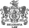 Logo of Beloravia Law featuring a detailed coat of arms with two lions holding a shield, topped by a griffin, with 'BELOVAVIA LAW' written below