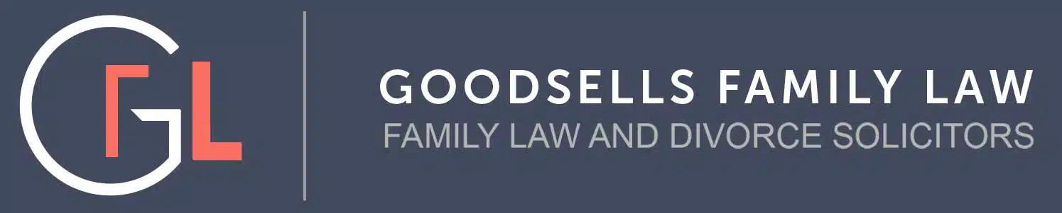 Goodsells Family Law logo featuring a stylized ‘G’ and ‘L’ in red and grey, with the full firm name and tagline below in clean, modern font.