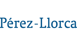Pérez-Llorca logo in blue serif lettering on a transparent background