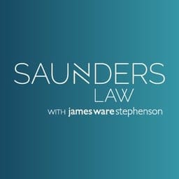 Saunders Law logo displaying the firm name in white text on a teal gradient background