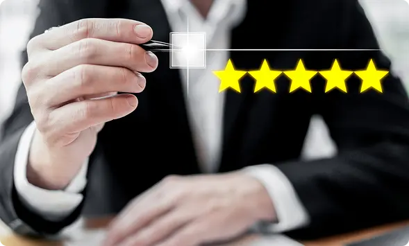 Five-star review image illustrating high client satisfaction with a law firm