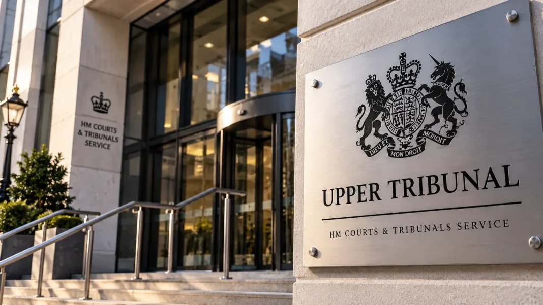 Upper Tribunal building entrance with official signage at HM Courts & Tribunals Service.