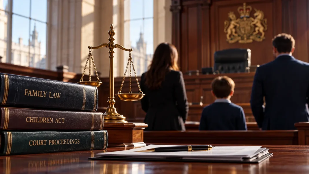 Symbolic family law courtroom scene representing a High Court child residence appeal and a dispute over a child’s living arrangements.