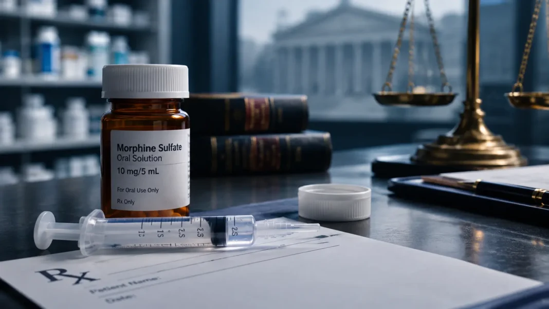 Prescription medication and oral syringe representing the morphine overdose claim in Boate v Twin Ventures