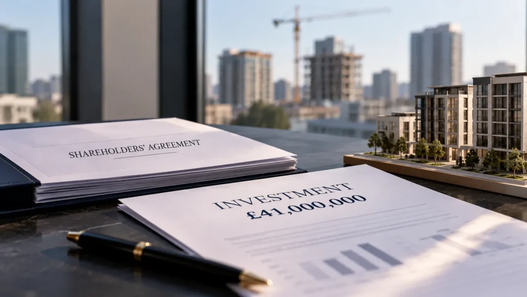 Property investment documents and a model residential development representing a £41 million High Court dispute.