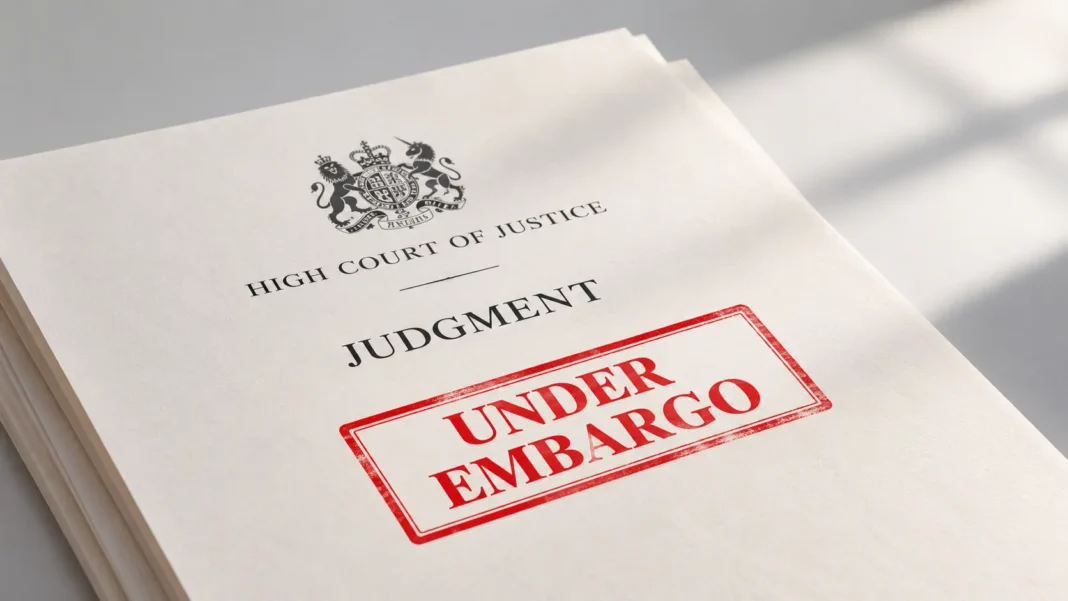 Draft judgment marked under embargo.